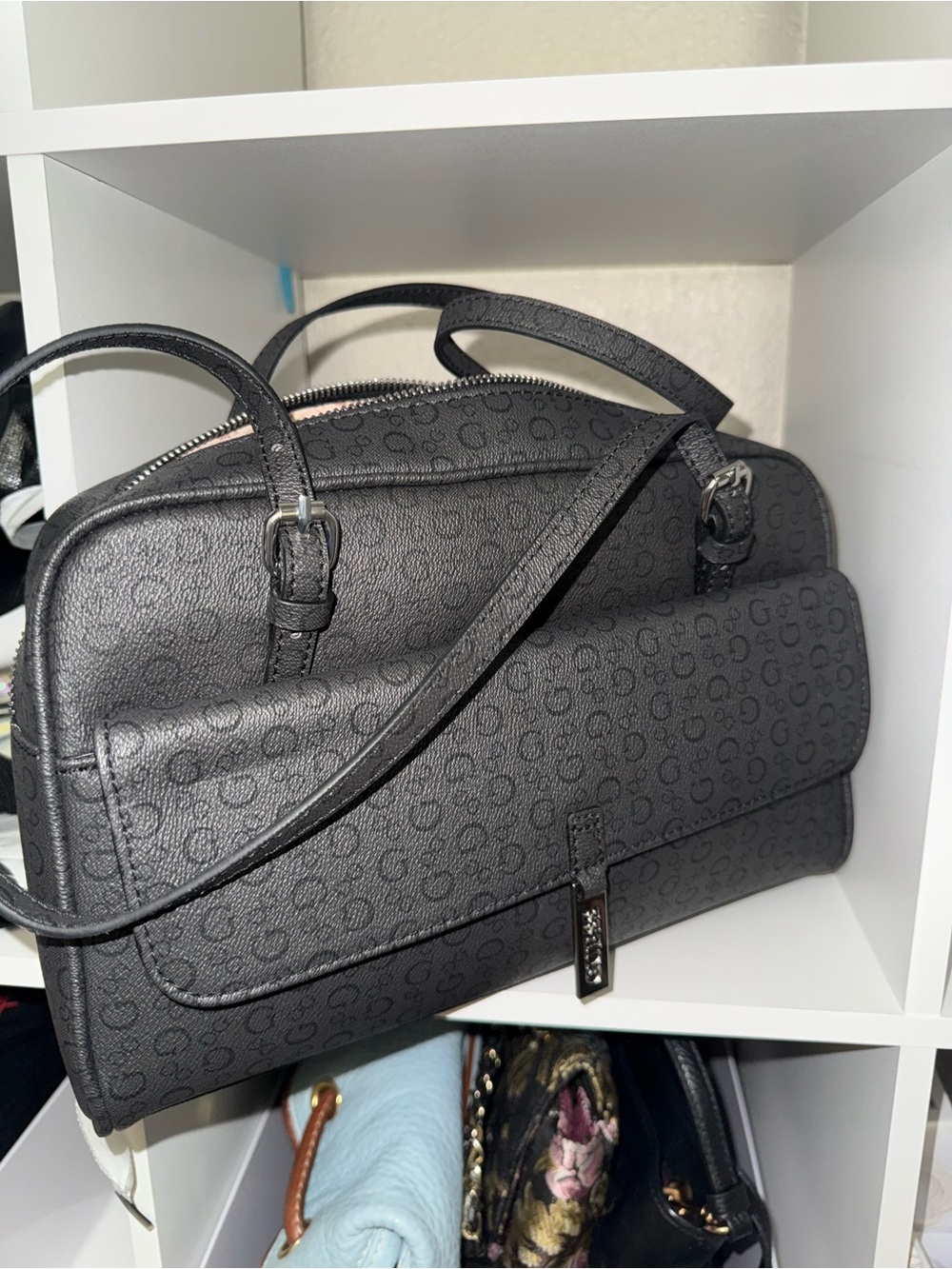 Guess Black Monogram Messenger Bag